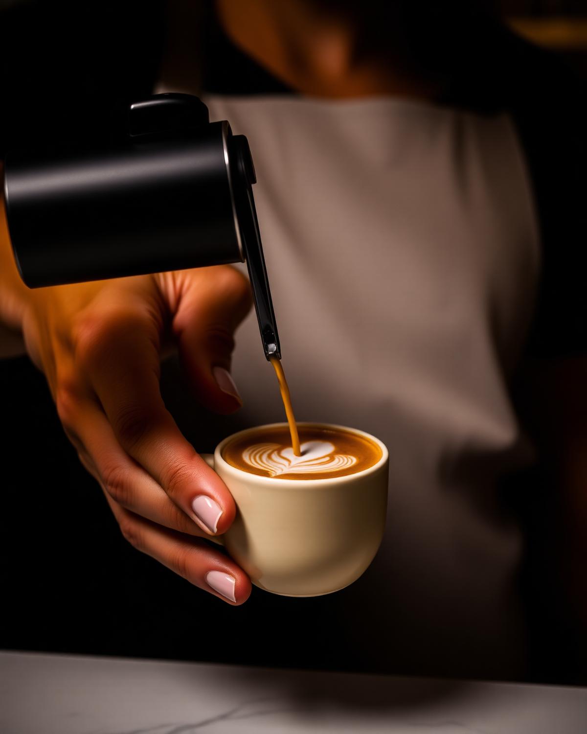 Barista pouring latte art